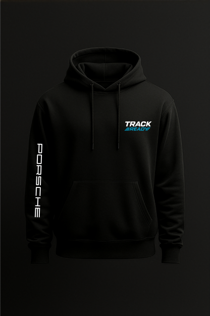 Front view of GT3 RS hoodie with minimalist chest design