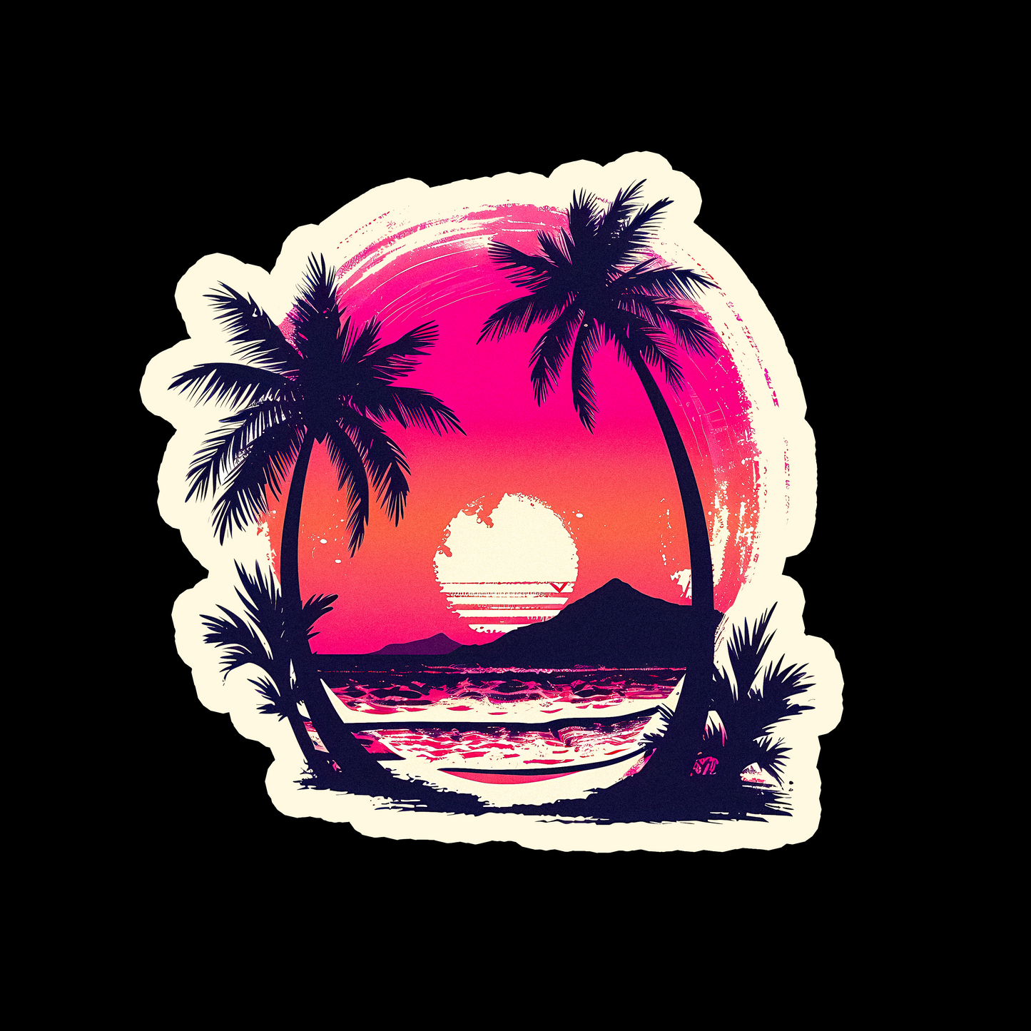 Retro Palm Tree Sunset - Redline Graphics UK